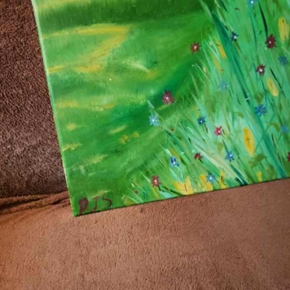 Art Hand Painted Wild Dancing Sky Canvas ArtFlowers Bright Oil - Picture 2 of 4